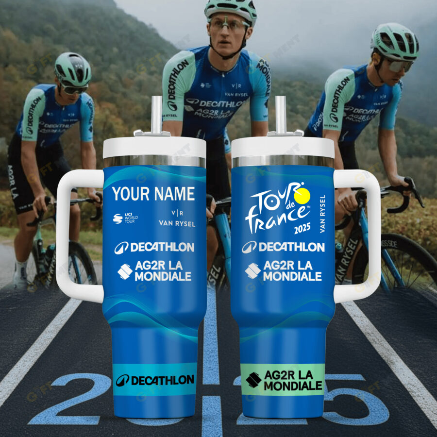 Gobelet Isotherme 40 oz Personnalisé – Tour de France 2025 – Decathlon-AG2R La Mondiale – Édition Limitée BK222