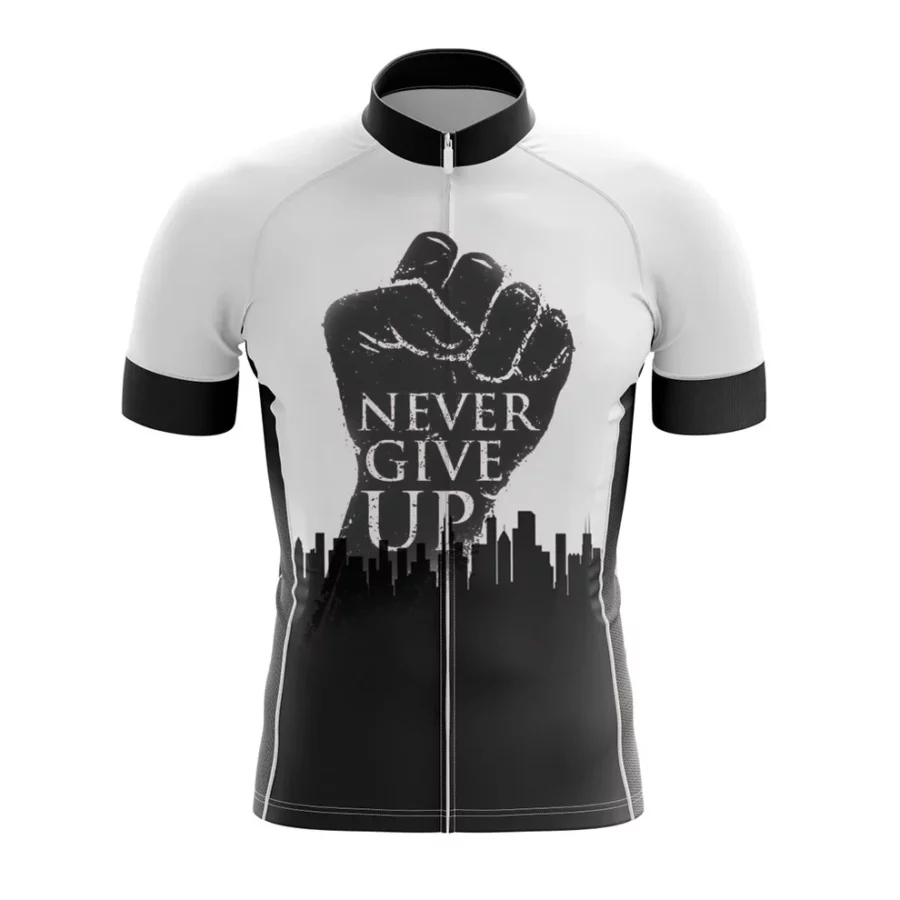 Never Give Up Maillot de cyclisme à manches courtes pour hommes BK111 – Image 3