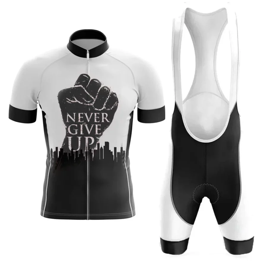 Never Give Up Maillot de cyclisme à manches courtes pour hommes BK111